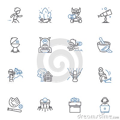 Being aware line icons collection. Alertness, Vigilance, Cognizance, Perception, Attention, Consciousness, Observation Vector Illustration