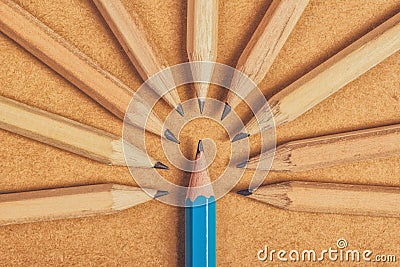 Being different concept with wood pencils on desk Stock Photo