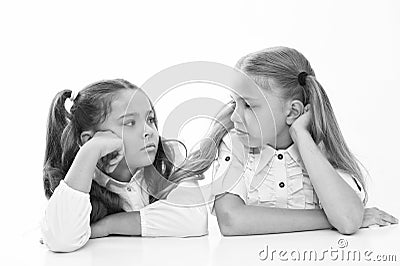 Being involved in the true friendship. Small school friends enjoying bonds of friendship. Friendship is trusted Stock Photo