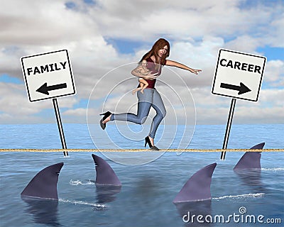 Being a Woman, Career Mom Cartoon Illustration