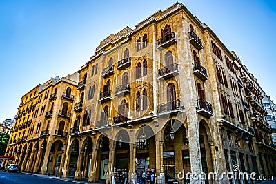 Beirut Yellow Colored Multi Level Buildings 03 Editorial Stock Photo