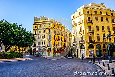 Beirut Yellow Colored Multi Level Buildings 02 Editorial Stock Photo