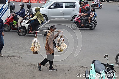 Small food seller on the highway Editorial Stock Photo