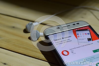 Opera Browser: Fast and Secure dev application on Smartphone screen Editorial Stock Photo