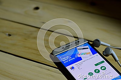 Files Go by Google dev application on Smartphone screen. Free up space on your phone Editorial Stock Photo