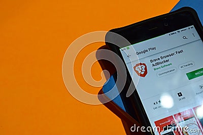 Brave Browser: Fast AdBLocker dev app on Smartphone screen. Editorial Stock Photo