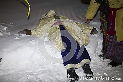 Kalyada ceremony. Slavic folk festival on the eve of the old new year Editorial Stock Photo