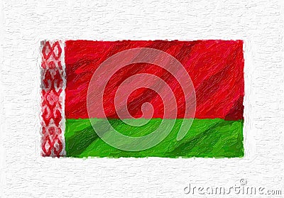 Belarus hand painted waving national flag. Cartoon Illustration