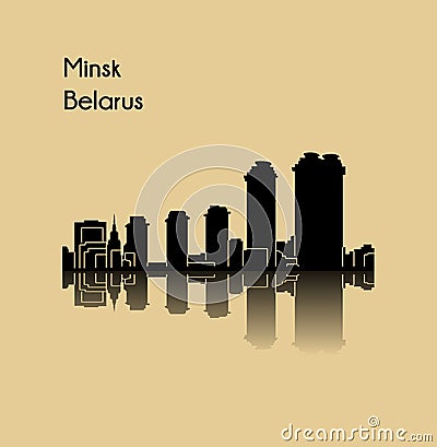 Belarus, Minsk city silhouette Vector Illustration