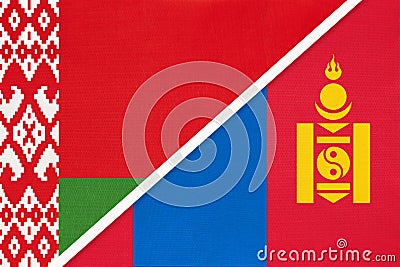 Belarus and Mongolia, symbol of country. Belarusian vs Mongolian national flags Stock Photo