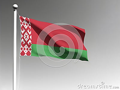 Belarus national flag waving on gray background Stock Photo