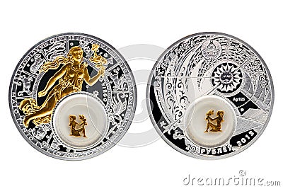 Belarus silver coin astrology Virgo Stock Photo