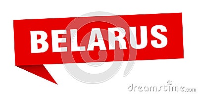 Belarus sticker. Belarus signpost pointer sign. Vector Illustration