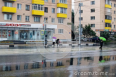 BELARUS, VITEBSK - SEPTEMBER 10, 2020: People at the crosswalk Editorial Stock Photo