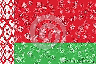 Belarus winter snowflakes flag Stock Photo