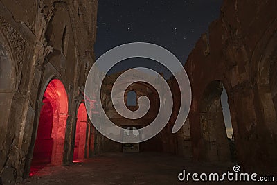 Abandoned destroyed building in the old city of Belchite in Spain Editorial Stock Photo