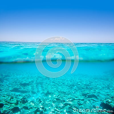 Belearic islands turquoise sea in out waterline Stock Photo