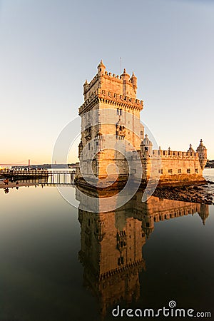 Belem Tower at sunset, Lisbon, Portugal Stock Photo