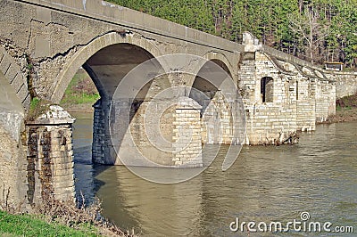 Old Belenski bridge - Landmark attraction in Bulgaria Stock Photo