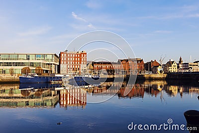 Belfast architecture along River Lagan Stock Photo