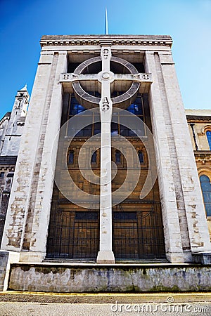 Belfast Cathedral Celtic Cross Stock Photo