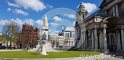 Belfast city hall.Queen Victoria statue Editorial Stock Photo