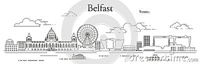 Belfast cityscape line art vector illustration Vector Illustration