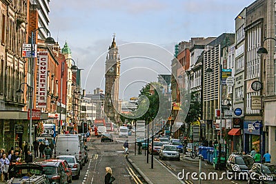 Belfast Leaning Clock Tower Editorial Stock Photo