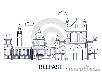 Belfast.The most famous buildings of the city Vector Illustration
