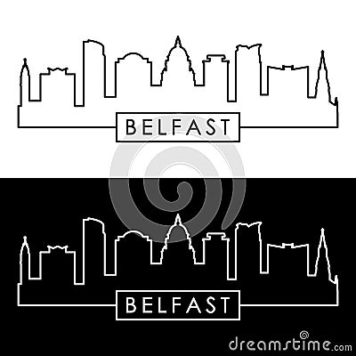 Belfast skyline. Linear style. Vector Illustration