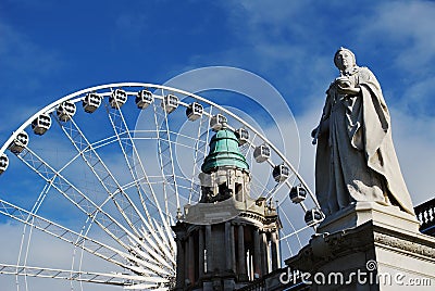 Belfast Wheel and City Hall Stock Photo