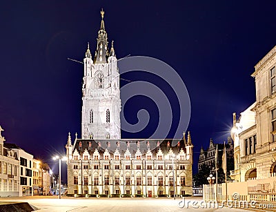 Belfort tower in historical part city of Ghent, Belgium Stock Photo