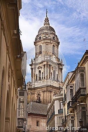 Belfray of the Malaga's cathedral Stock Photo