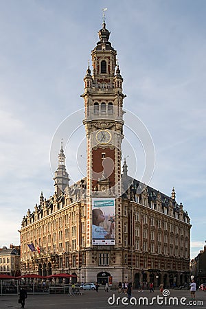 The Belfry and the chamber of commerce in Lille Editorial Stock Photo