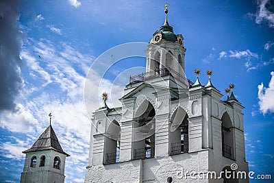 Belfry of the church of Our Lady of the Caves in Stock Photo