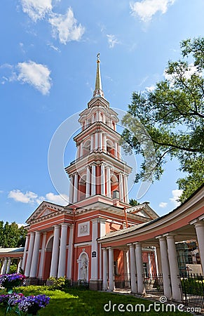 Belfry (1812) of Cross Exaltation cathedral in Saint Petersburg Stock Photo