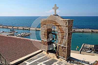 Belfry of the Greek Orthodox Monastery in Jaffa Stock Photo