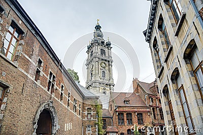 Belfry of Mons in Belgium. Stock Photo