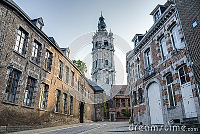 Belfry of Mons in Belgium. Stock Photo