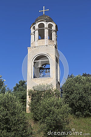 Belfry of the temple Nicholas the Wonderworker and the Mother of God `Sumela Monastery` in village Moldovka, Sochi Stock Photo