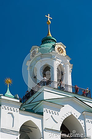 Belfry tower of the Spaso-Preobrazhensky Monastery. Yaroslavl, Russia Editorial Stock Photo