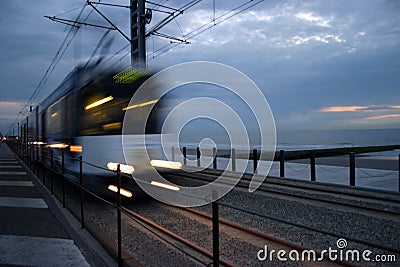 Belgian coastal tramway Stock Photo