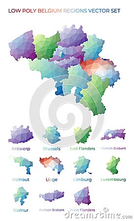 Belgian low poly regions. Vector Illustration