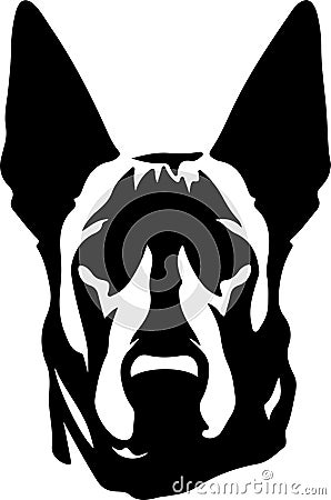 Belgian Malinois Black Silhouette Generative Ai Vector Illustration