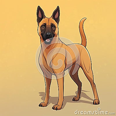 Belgian Malinois Dog With Bobbed Tail Coloring Book Illustration Cartoon Illustration