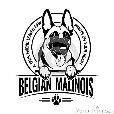 Belgian Malinois Dog Happy Face Paw Puppy Pup Pet Clip Art K-9 Cop Police Logo SVG PNG Clipart Vector Cricut Cut Cutting Vector Illustration