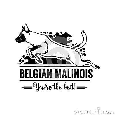 Belgian Malinois in jump - Dog Happy Face Paw Puppy Pup Pet Clip Art K-9 Cop Police Logo SVG PNG Clipart Vector Cricut Vector Illustration