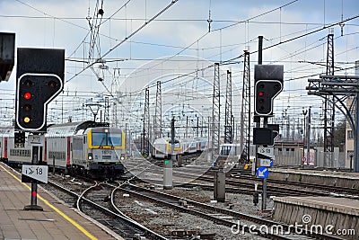 Belgian trains, trainstation Editorial Stock Photo