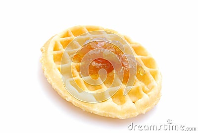 Belgian waffle with apricot jam Stock Photo