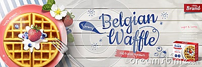 Belgian waffle banner ads Vector Illustration